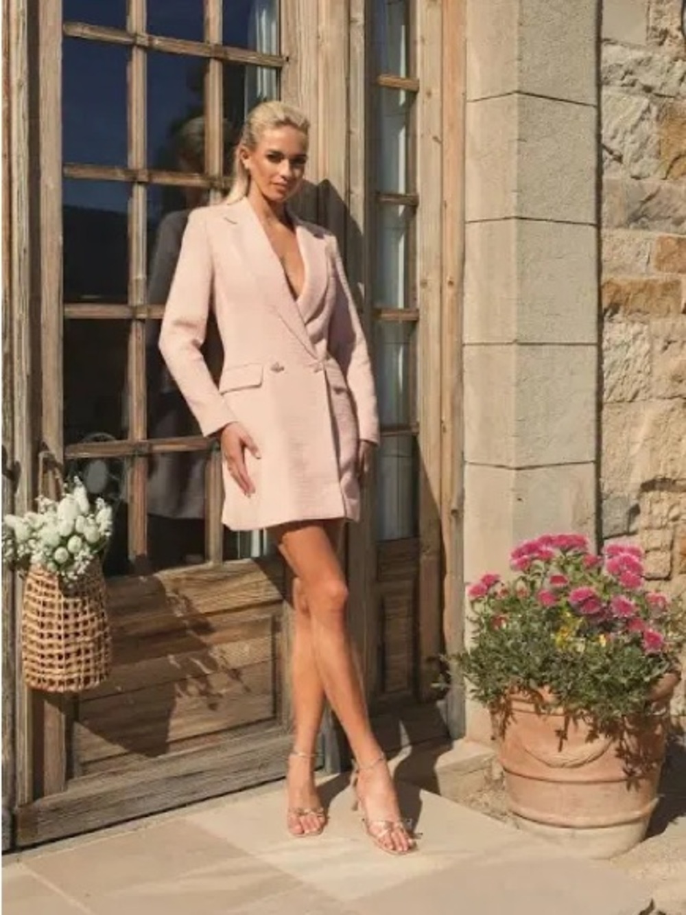 MAC DUGGAL Pink Boucle Long Sleeve Blazer Mini
Dress